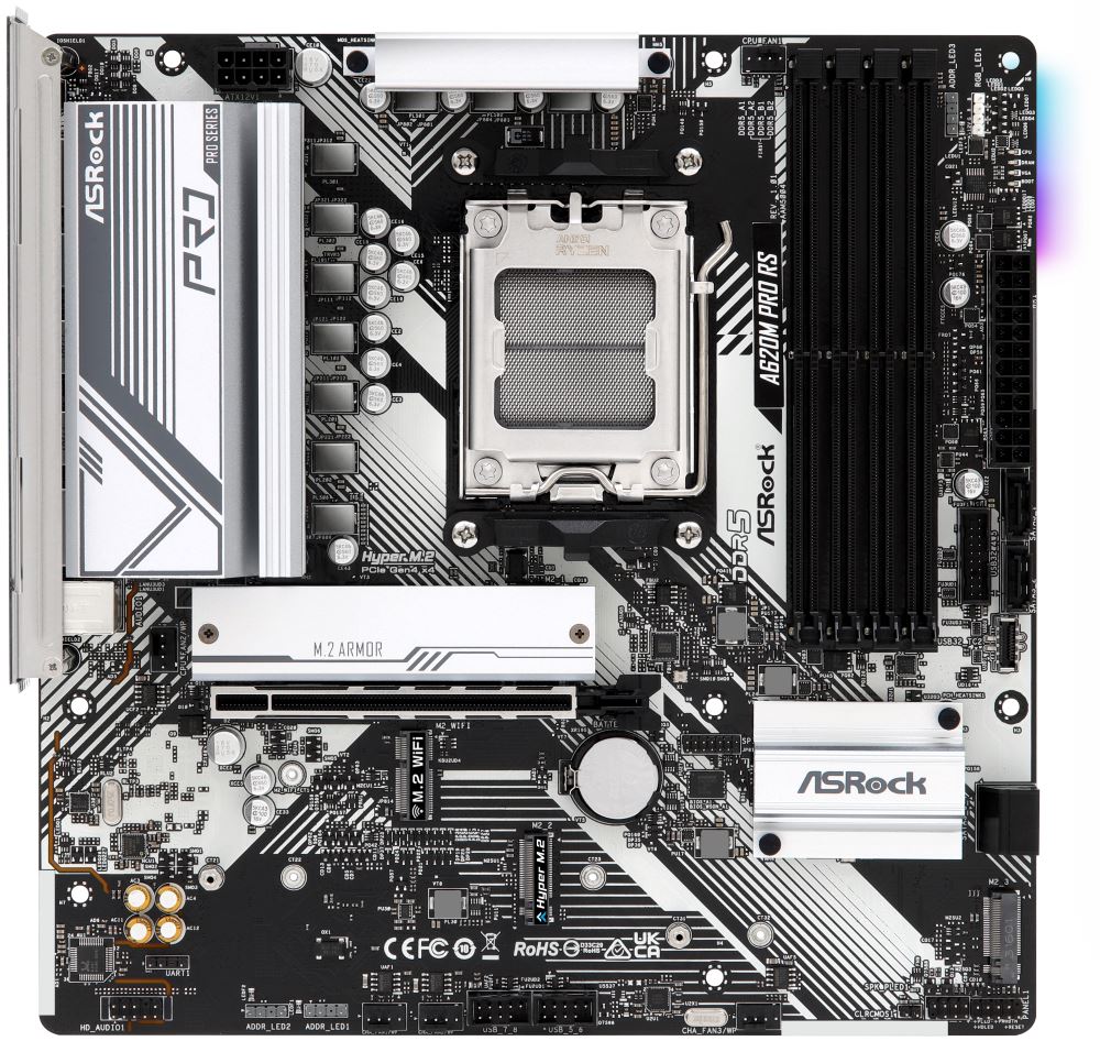 ASRock A620M PRO RS / AMD A620 / AM5 / 4x DDR5 DIMM / 3x M.2 / HDMI / DP / USB-C / mATX